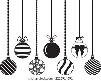Set of different hanging Christmas decorations isolated on white