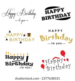Set of different Happy Birthday design