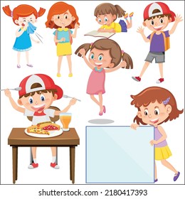 Set of different happy kids illustration
