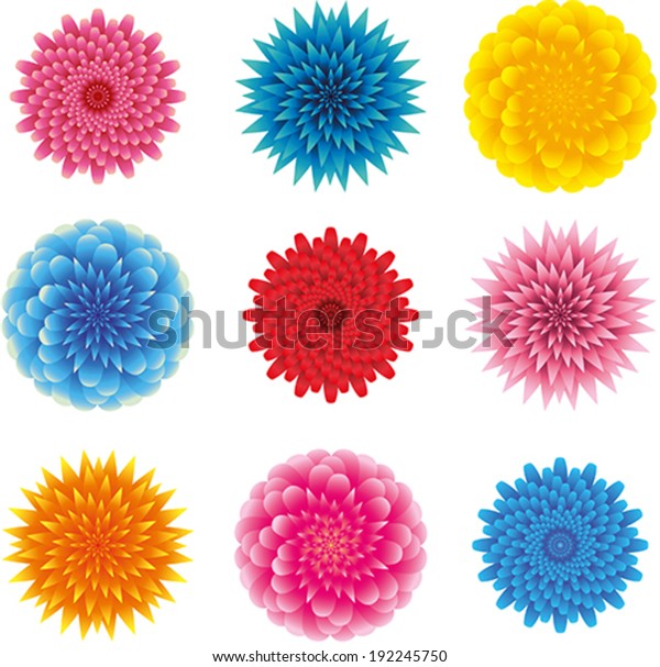 Set Different Heads Flowers Top View Stock Vector (Royalty Free ...