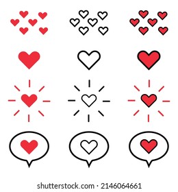 Set of different heart shapes vector