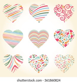 Set of different hearts.