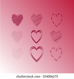set of different hearts