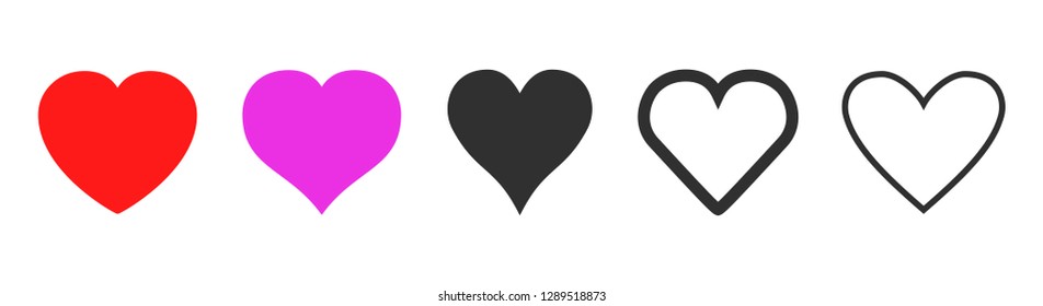 Set of different hearts icon - vector