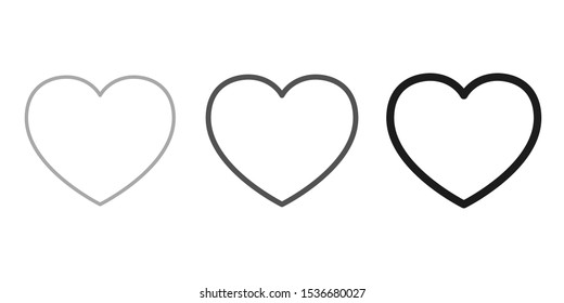 Set of different hearts icons from gray to black - stock vector