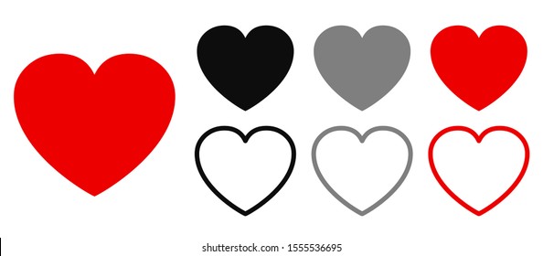 Set of different hearts icons - vector