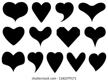 Set of different hearts isolated on white