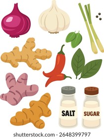set of different herbs illustration