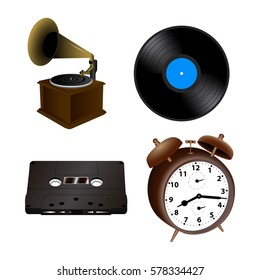 Set of different hipster objects, Vector illustration