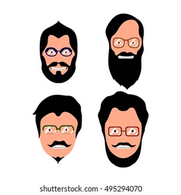 Set of different hipster portraits, Vector illustration