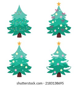 Set von verschiedenen Weihnachtsbäumen. Vektorgrafik