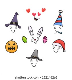 Set of different holiday faces