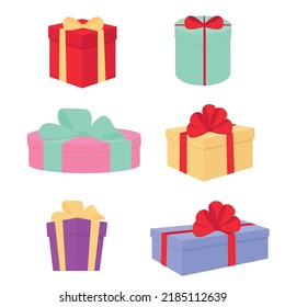 A set of different holiday gifts. Vector illustration.