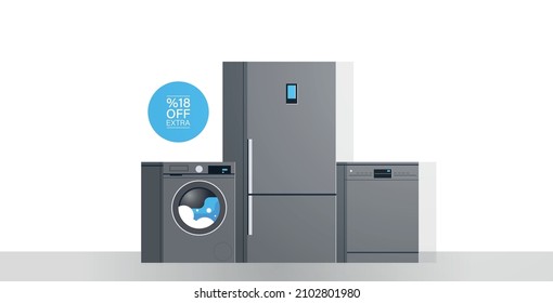 Conjunto de diferentes electrodomésticos campaña de banner house house house house device ilustration plano vectorial.