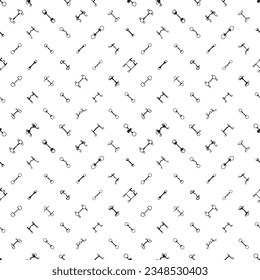Set of different horse bits, seamless vector pattern
