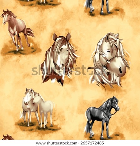 Set of different horses. Vector illustration