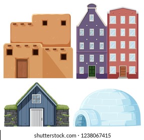 Set of different house illustration