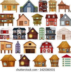 Set of different house style illustration