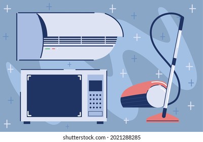 set of different household appliances
