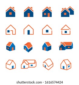 set of different houses icons pack collection