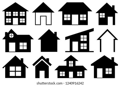 Set of different houses isolated on white
