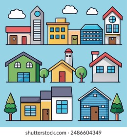 set of different houses vector illustration