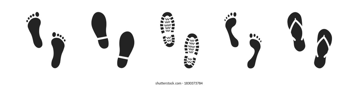 Set of different human footprints