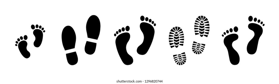 Set different human footprints. Baby footprint - stock vector.