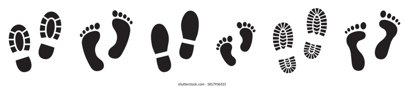 Set different human footprints. Baby footprint - stock vector.