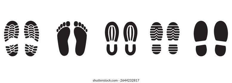 Set different human footprints. Baby footprint - stock vector. Footprint. Different human footprints. 