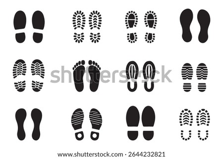Set different human footprints. Baby footprint - stock vector. Footprint. Different human footprints. 