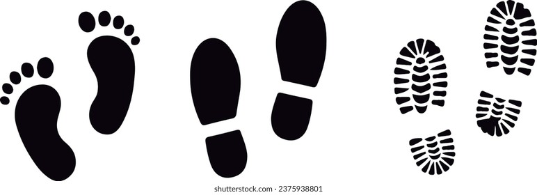 set of different human footprints, shapes and styles