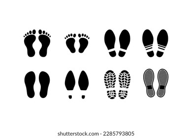 set of different human footprints vector illustration