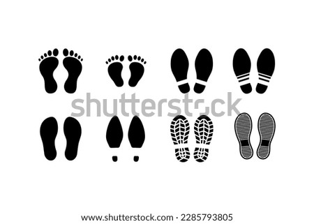 set of different human footprints vector illustration