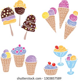 A set of the different ice cream