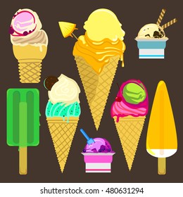 set of different ice cream (eight)
