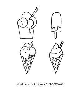 Set of different ice cream icons