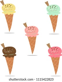 A set of different ice cream look page, vector illustration illustrations.