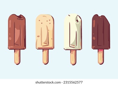 Set of different ice cream on a stick. Vector illustration in flat style