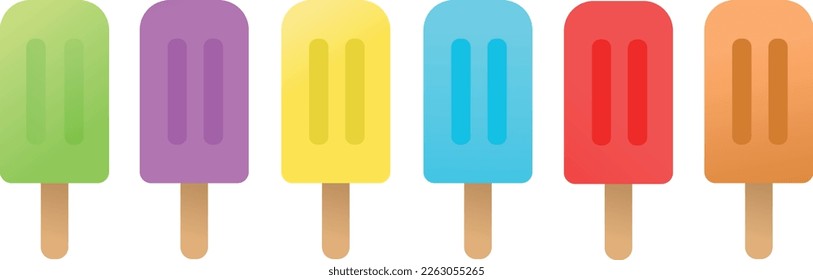 Conjunto de helados diferentes. Colección popsicle, ilustración plana vectorial