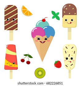 A set of different ice cream smiles.
