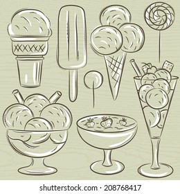 set of different  ice cream, vector