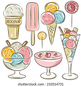 set of different  ice cream, vector