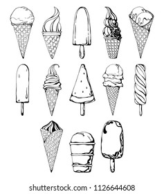 Set of different ice-cream. Sketch