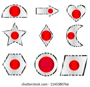 Set of different icons from the colors of the national flag of Japan