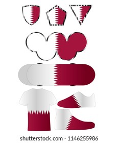 Set of different icons from the colors of the national flag of Qatar