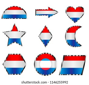 Set of different icons from the colors of the national flag of Luxembourg