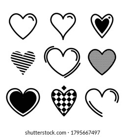 Set of different icons hearts. Vector illustration. Vector elements.