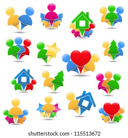 Set of different icons with humans, design elements for your logo, vector eps10 illustration