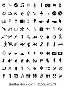 Set of different icons on a white background